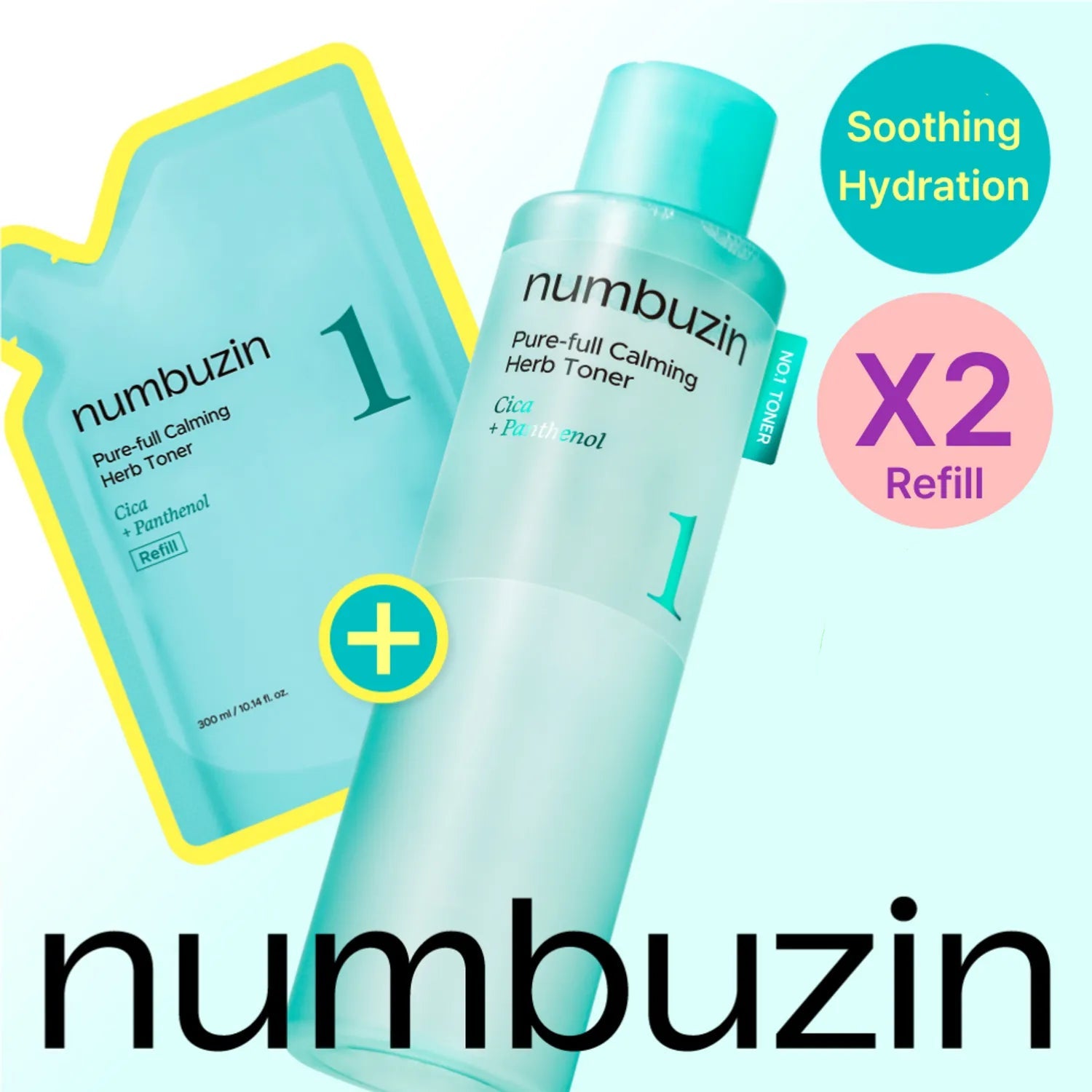 numbuzin No. 1 Pure-full Calming Herb Toner 300mL (+300mL Refill)