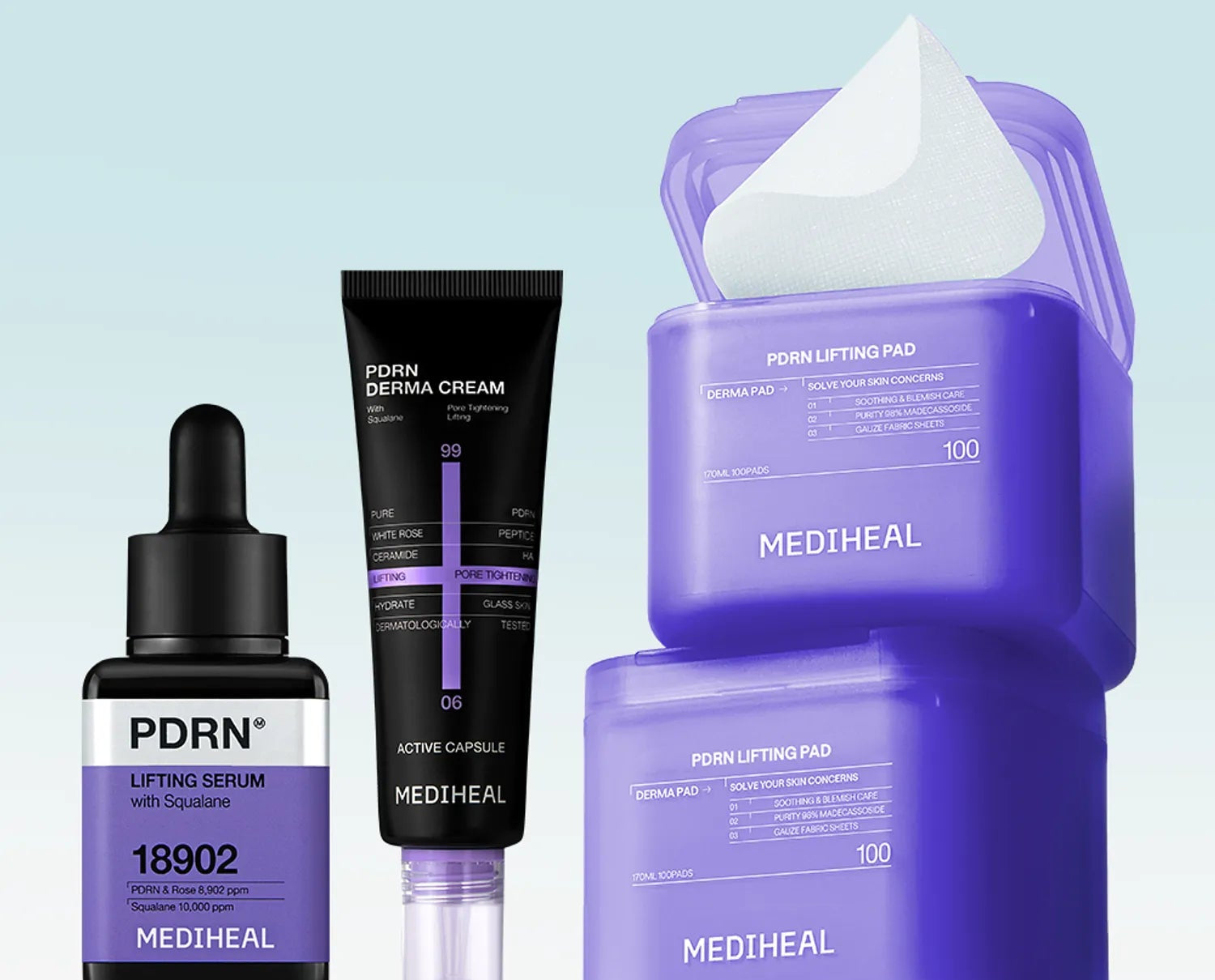 MEDIHEAL PDRN Complete Set (Toner Pad Double Pack + Cream + Serum)