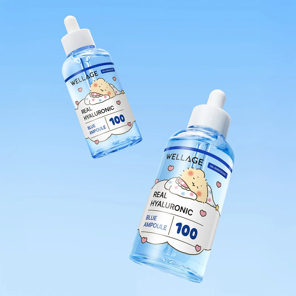 WELLAGE Real Hyaluronic Blue 100 Ampoule 75ml Double Pack (+Cream 20ml+PVC Pouch)
