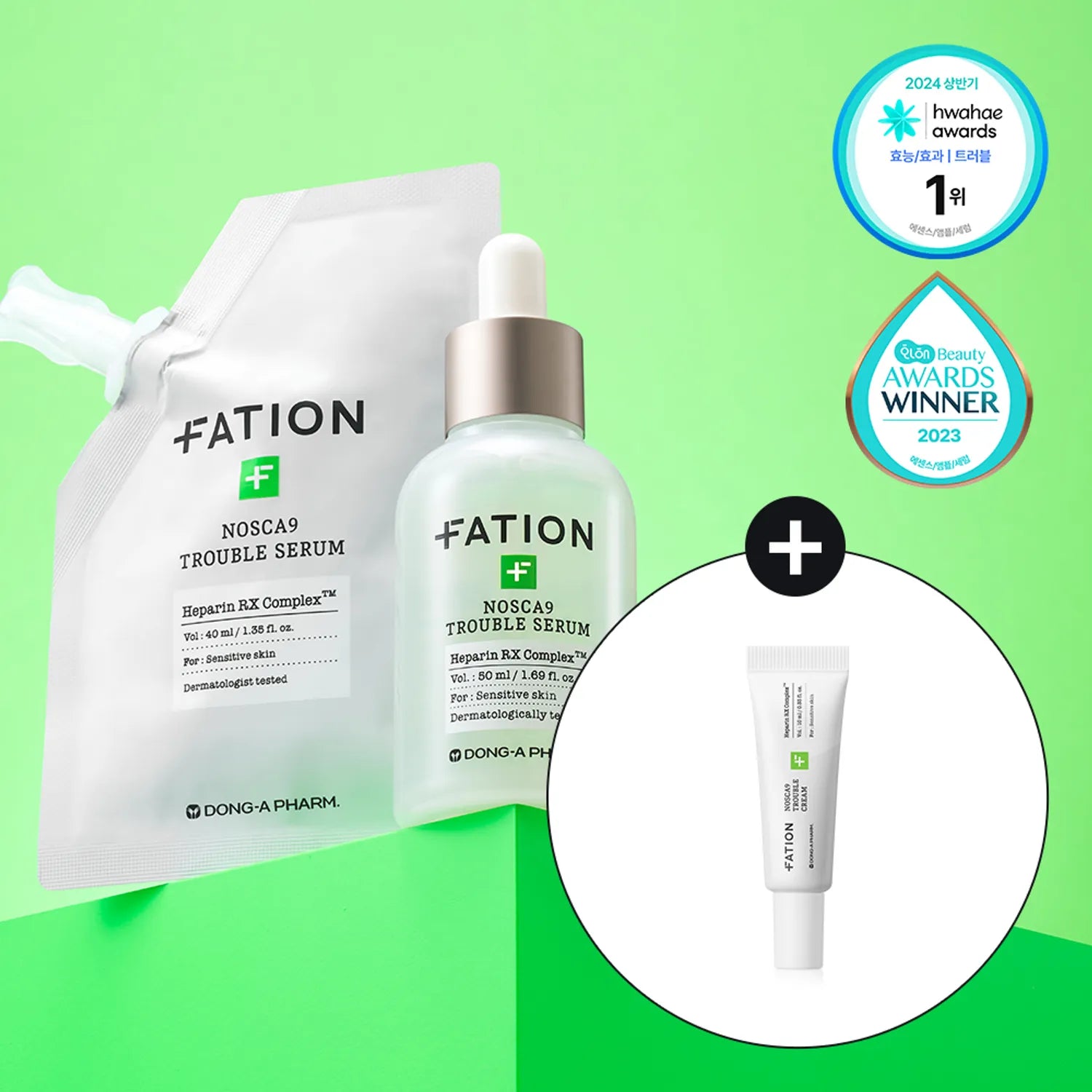 FATION Nosca9 Trouble Serum 50ml Large Set (+Refill 40ml+Cream 10ml)